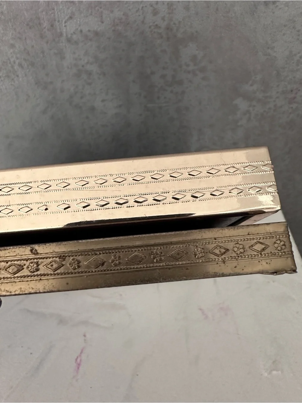 2 Vintage MCM GOLD METAL Frame Picture Photo FITS 5X7 4X6 MAT